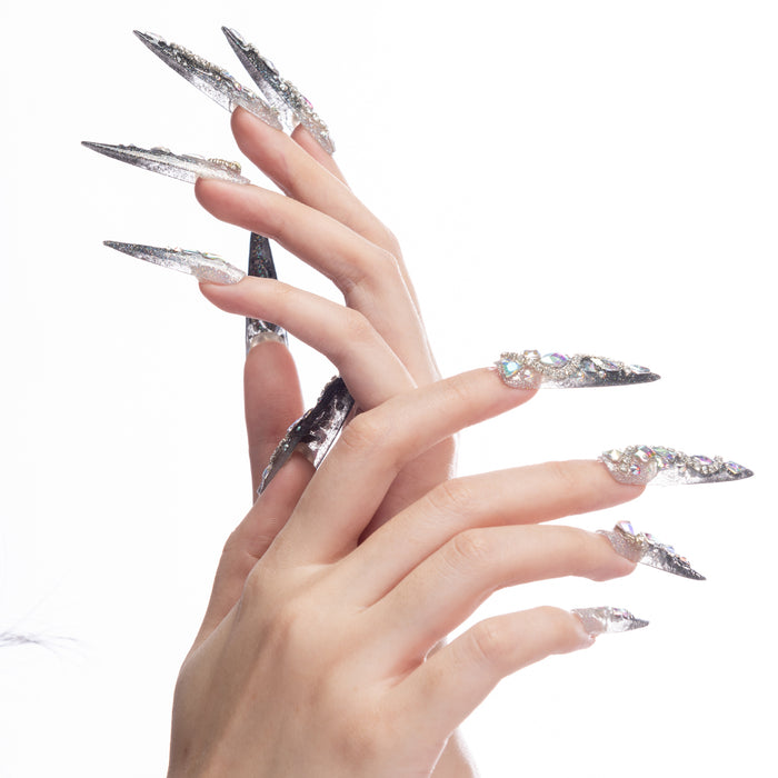 Glamorous Luxury Handcrafted Adornments of Diamond-Studded Press-on Nails