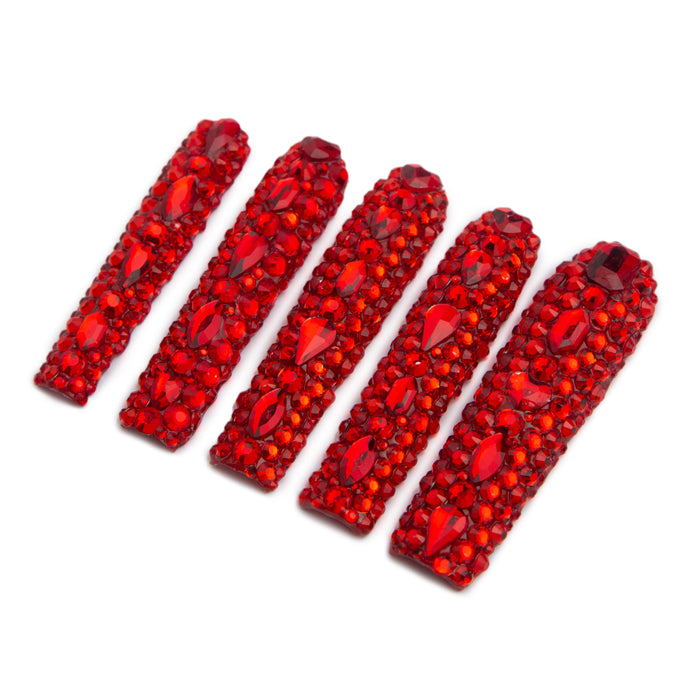 Elegant Red Full Diamond Long Set【H31-1035】