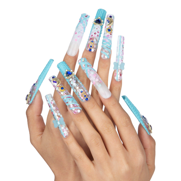 Blue and White Gradient Nail Armor Set【H31-1069】