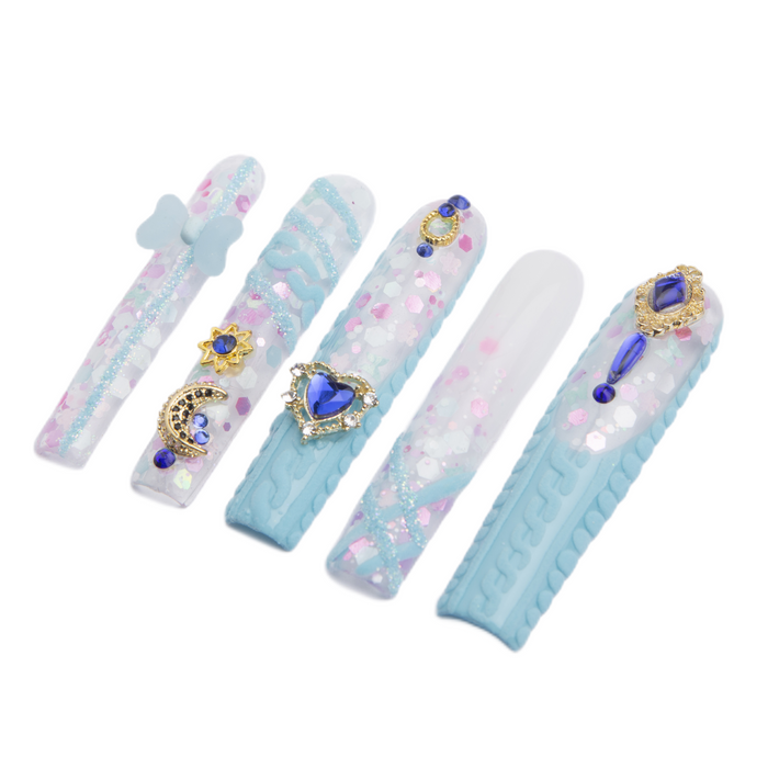 Blue and White Gradient Nail Armor Set【H31-1069】