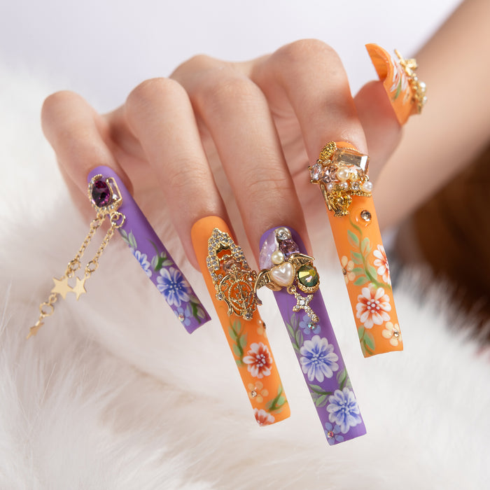 Orange Long Hand-Painted Set【H31-1011】