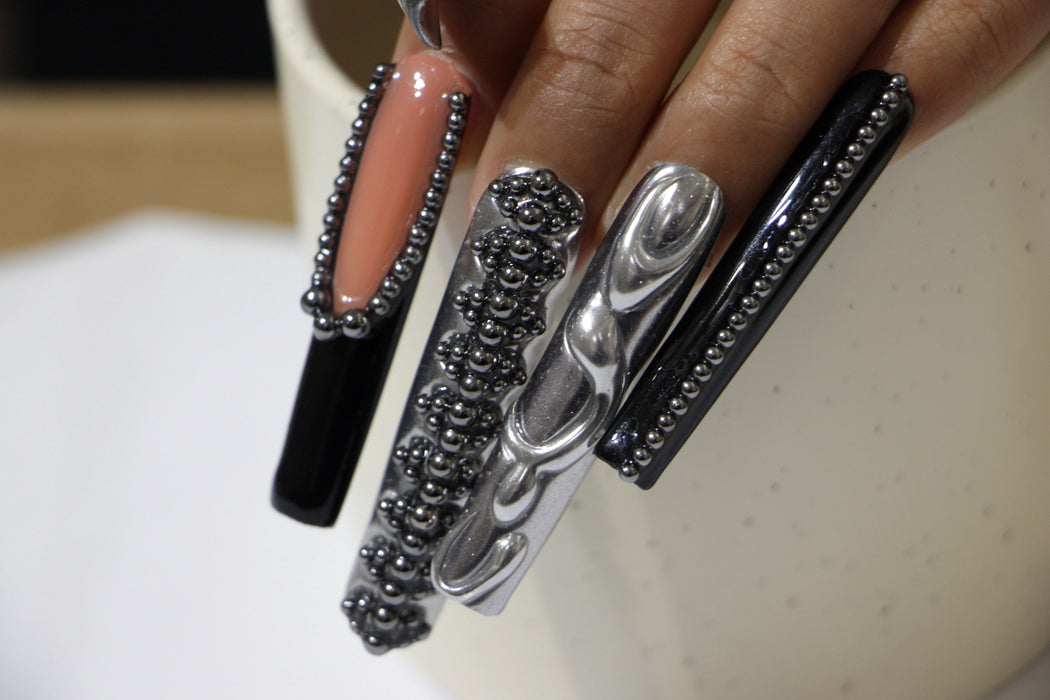 Dazzling black diamond manicure【H44-1193】