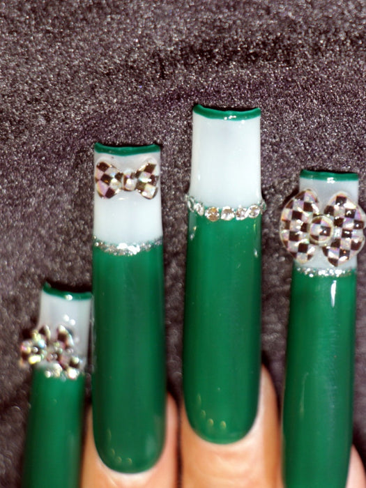 Jade fingertip diamond manicure【H44-1201】