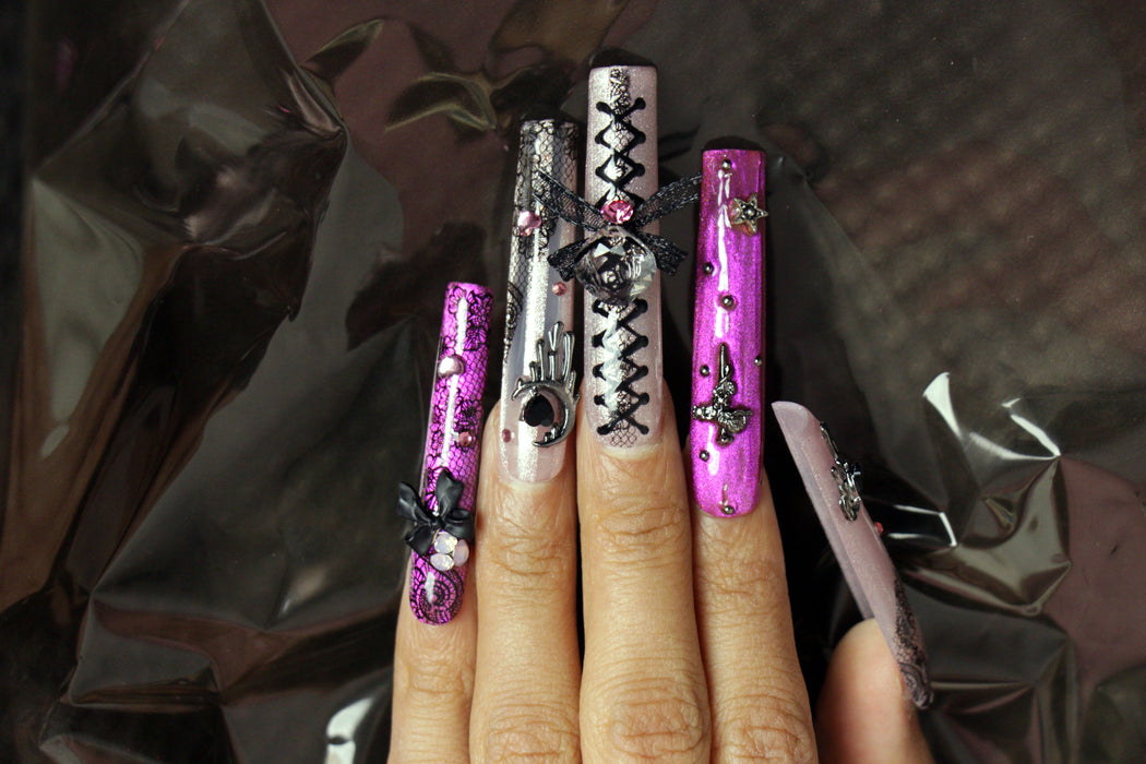 Cat eye lace manicure【H43-1123】