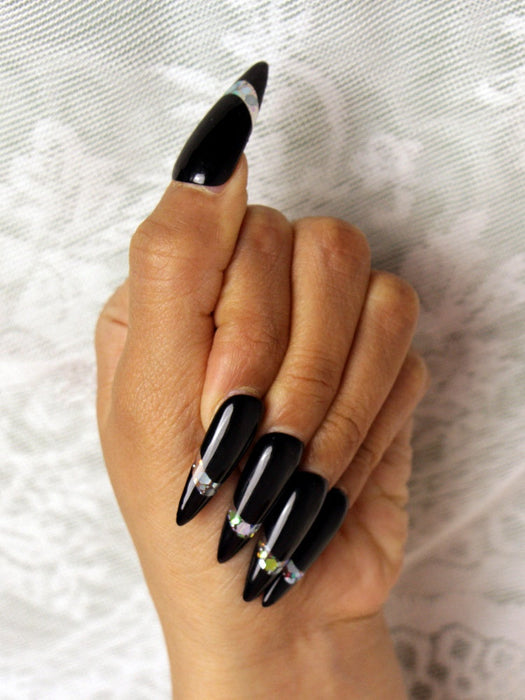 Stunning black manicure【S43-1176】