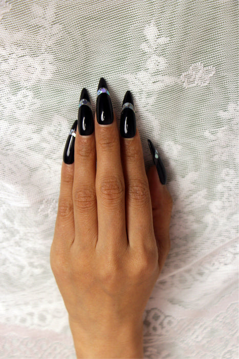 Stunning black manicure【S43-1176】