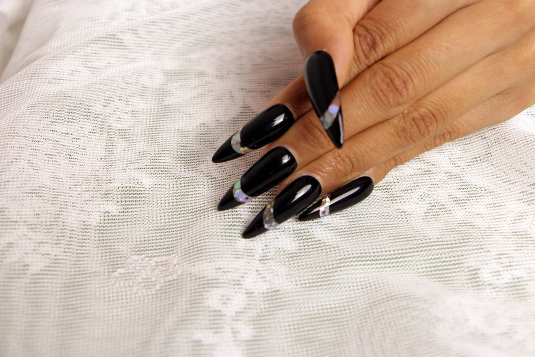 Stunning black manicure【S43-1176】