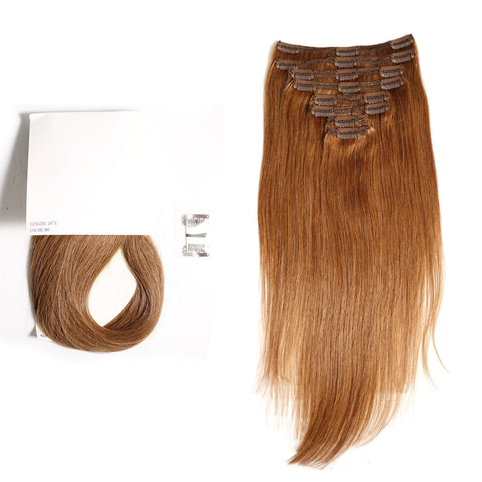 Human Hair Extensions Clip-in 120G Straight 8 Piece Mixed Color Clip ins Hair 14"-24"