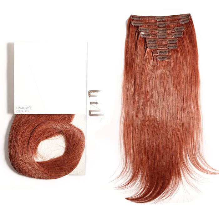 Human Hair Extensions Clip-in 120G Straight 8 Piece Mixed Color Clip ins Hair 14"-24"