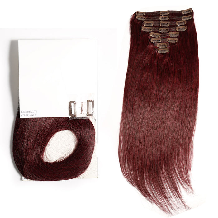 Human Hair Extensions Clip-in 120G Straight 8 Piece Mixed Color Clip ins Hair 14"-24"