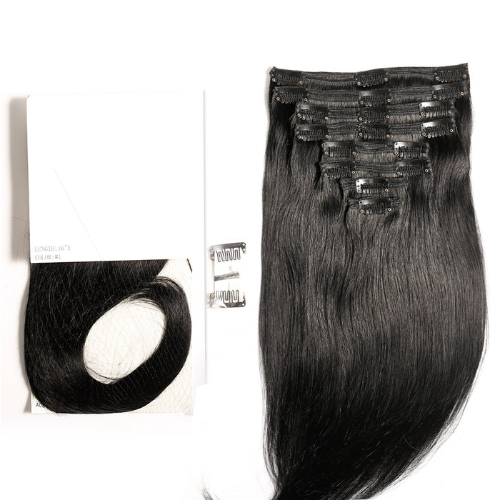 Human Hair Extensions Clip-in 120G Straight 8 Piece Mixed Color Clip ins Hair 14"-24"