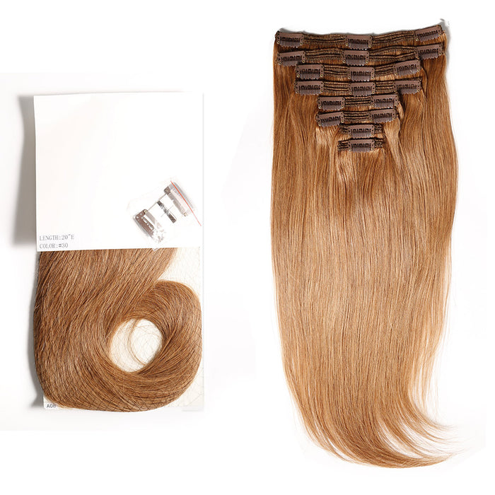 Human Hair Extensions Clip-in 120G Straight 8 Piece Mixed Color Clip ins Hair 14"-24"