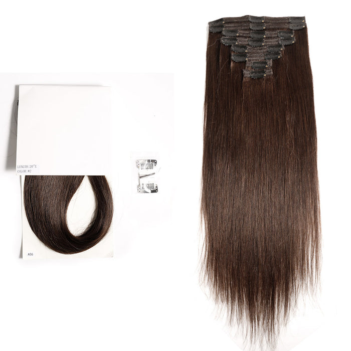 Human Hair Extensions Clip-in 120G Straight 8 Piece Mixed Color Clip ins Hair 14"-24"