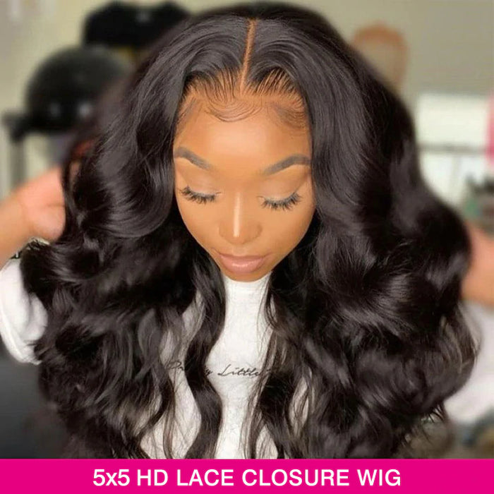 Prom Queen 100% Virgin Human Hair Body Wave HD Lace Wig Pre Plucked Bleached Knots