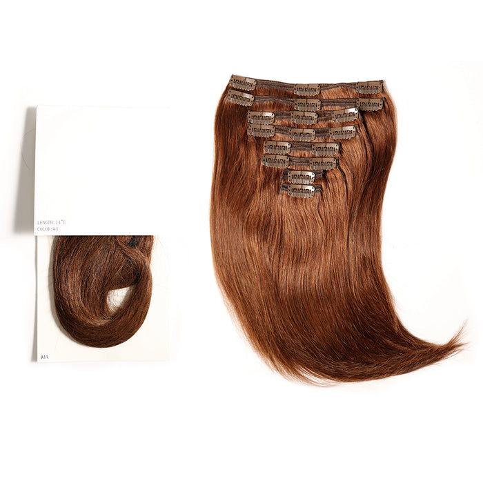 Human Hair Extensions Clip-in 120G Straight 8 Piece Mixed Color Clip ins Hair 14"-24"