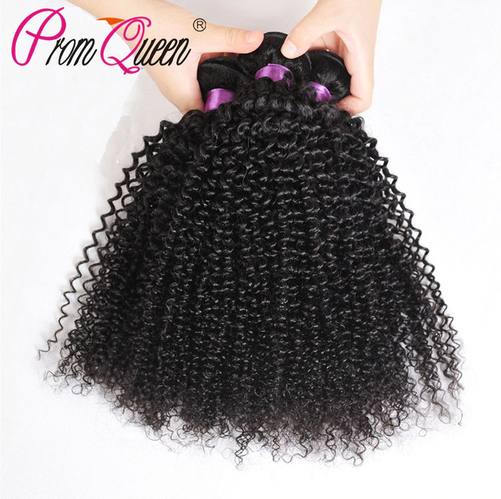 Prom Queen Kinky Curly Virgin Brazilian Hair Weave 1/3/4 Piece Human Hair Bundles Natural Color