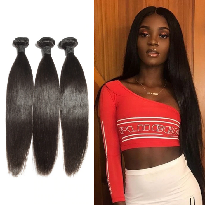 Prom Queen 6A Hair Brazilian Straight Hair 3 and 4 Bundles Double Machine Weft Remy Human Hair Weave