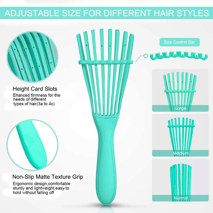 RucyCat 2 Pieces EZ Detangling Brush for Afro America/African Hair Textured 3a to 4c Kinky Wavy/Curly/Coily/Wet/Dry/Oil/Thick/Long Hair Comb,Knots Detangler Easy to Clean For Women Kids Men (Blue, Pink)