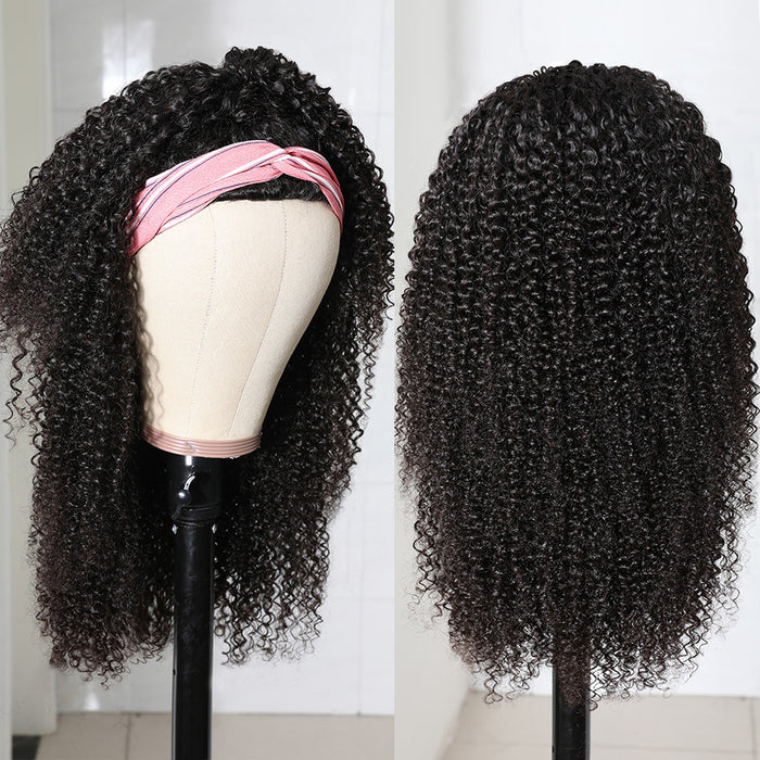 Kinky Curly Glueless Headband Wig 100% Human hair Wigs