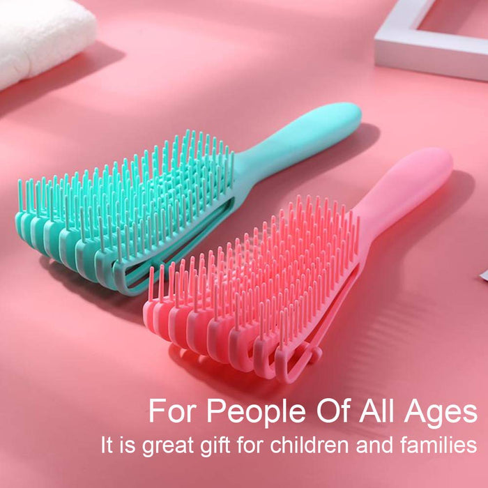 RucyCat 2 Pieces EZ Detangling Brush for Afro America/African Hair Textured 3a to 4c Kinky Wavy/Curly/Coily/Wet/Dry/Oil/Thick/Long Hair Comb,Knots Detangler Easy to Clean For Women Kids Men (Blue, Pink)