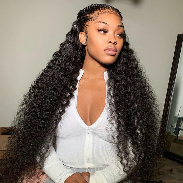 Prom Queen 100% Virgin Human Hair Deep Wave HD Lace Wig Pre Plucked Bleached Knots