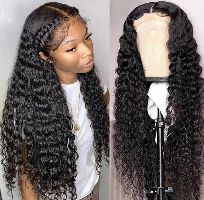 Prom Queen 100% Virgin Human Hair Deep Wave HD Lace Wig Pre Plucked Bleached Knots