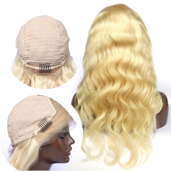 613 lace frontal wig pre plucked with baby hair Straight Brazilian Human human Hair blonde lace front wig