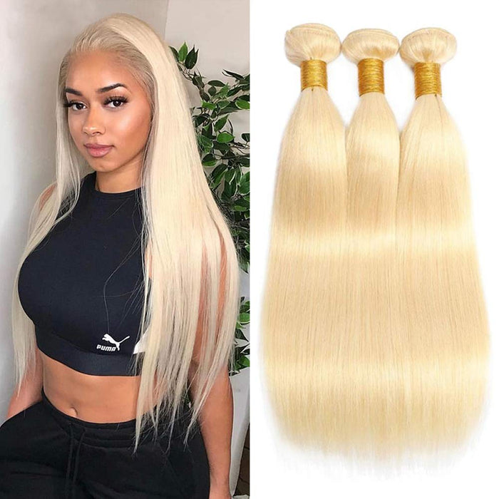 Brazilian Hair Straight 613 Color Blonde Human Hair Weave Bundles