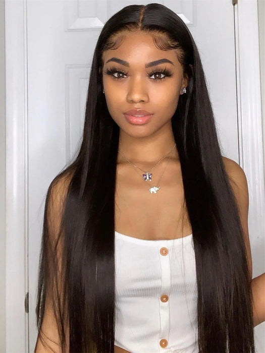 Prom Queen 100% Virgin Human Hair Straight HD Lace Wig Pre Plucked Bleached Knots