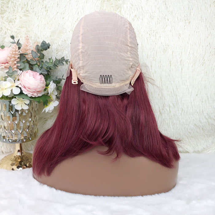 13x4 Colored Short Bob Wigs Lace Frontal Human Hair Wigs For Women New Trend 12 14 Inches (99J)