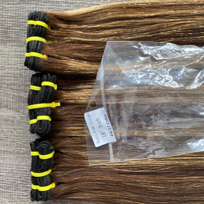 Double Drawn Color #4/27 Straight Virgin Hair Full End Soft Human Hair