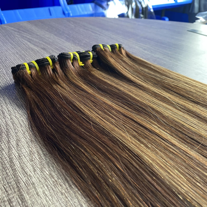 Double Drawn Color #4/27 Straight Virgin Hair Full End Soft Human Hair