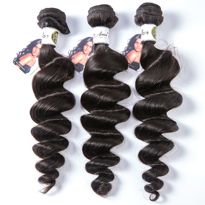 Promqueen Human Hair Brazilian Virgin Hair Loose Wave 3 Bundles Lot