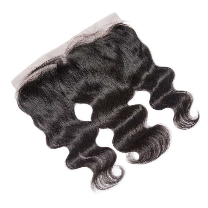 Prom Queen 13x4 Lace Frontal Brazilian Hair Body Wave #1B Pre plucked Frontal With Baby Hair 100% Human Remy Hair Closure