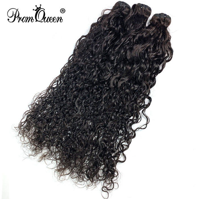 PromQueen Hair Weave Bundles Indian Water Wave Virgin Hair Raw Indian Human Hair Extension