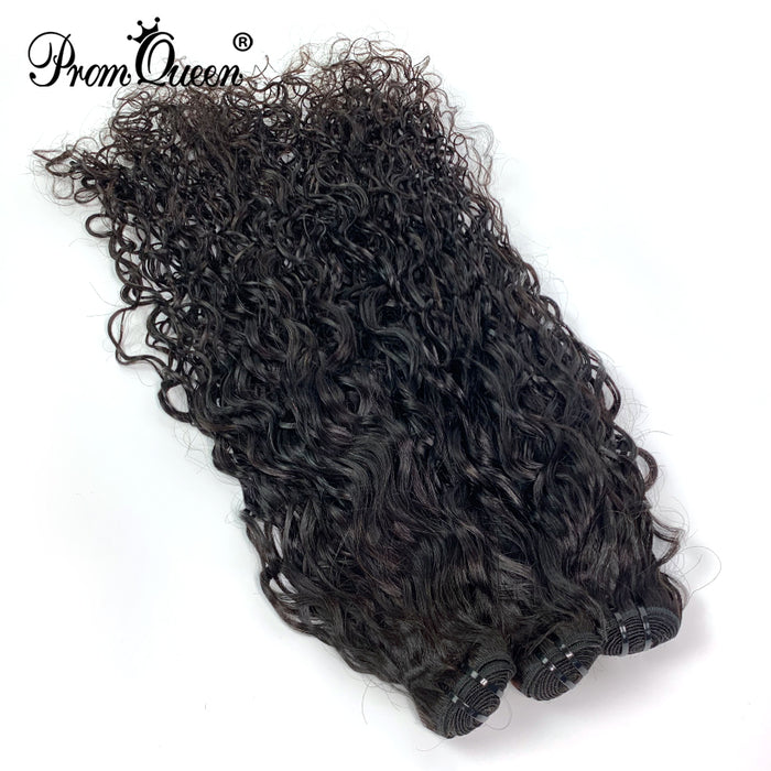 PromQueen Hair Weave Bundles Indian Water Wave Virgin Hair Raw Indian Human Hair Extension