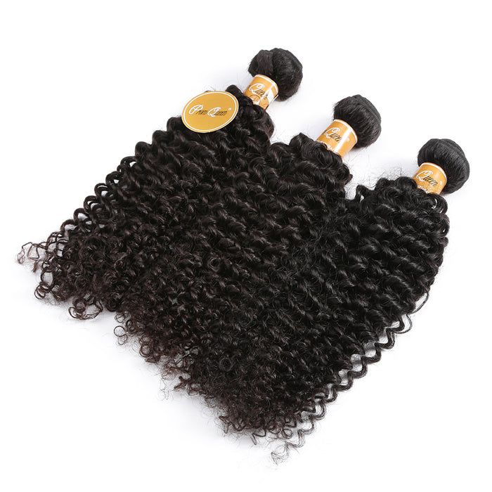 Prom Queen Kinky Curly Virgin Brazilian Hair Weave 1/3/4 Piece Human Hair Bundles Natural Color