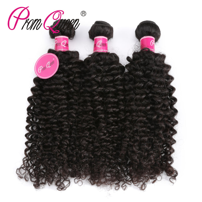 Prom Queen Kinky Curly Virgin Hair Malaysian Curly Hair Weave 1/3/4 Piece Human Hair Bundles Natural Color