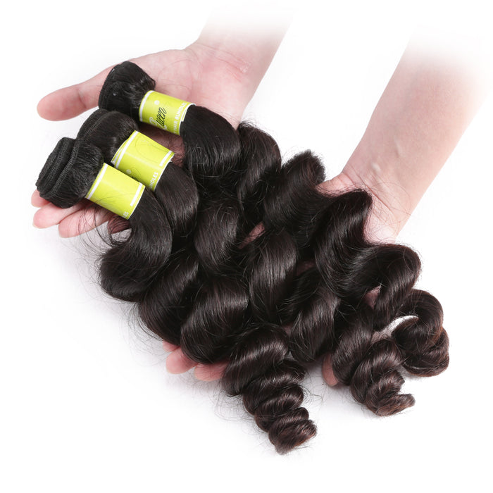 Prom Queen Loose Wave Human Hair 1/3/4 Bundles Peruvian Hair Weave Bundles