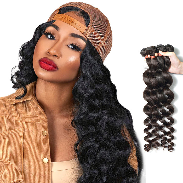 Prom Queen Loose Wave Human Hair 1/3/4 Bundles Peruvian Hair Weave Bundles