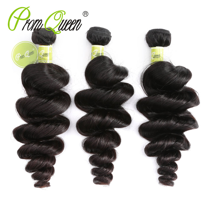 Prom Queen Loose Wave Human Hair 1/3/4 Bundles Peruvian Hair Weave Bundles