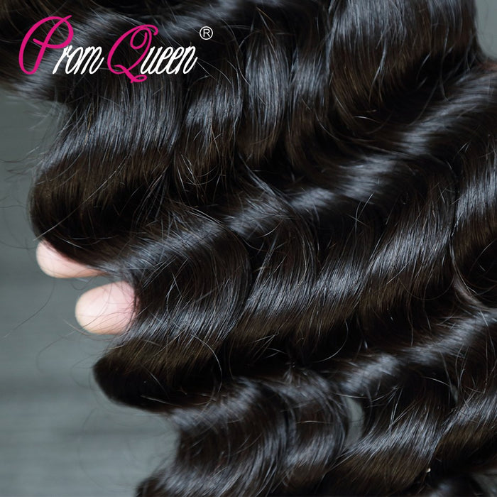 Prom Queen Loose Wave Virgin Human Hair 1/3/4 Bundles Brazilian Hair Weave Bundles Natural Color