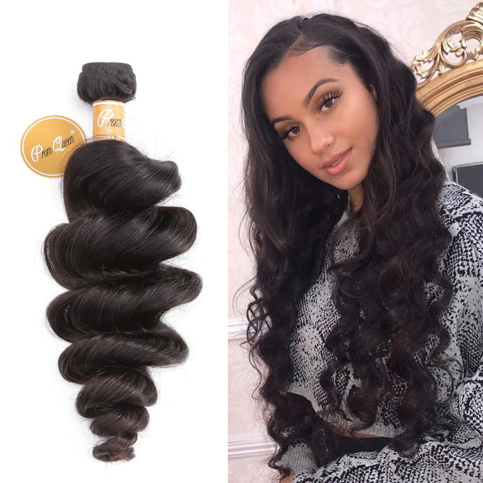 Prom Queen Loose Wave Virgin Human Hair 1/3/4 Bundles Brazilian Hair Weave Bundles Natural Color