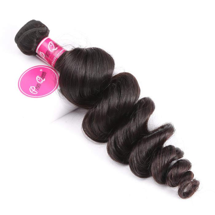 Prom Queen Loose Wave Virgin Human Hair Bundles Malaysian Hair Weave Bundles Natural Color