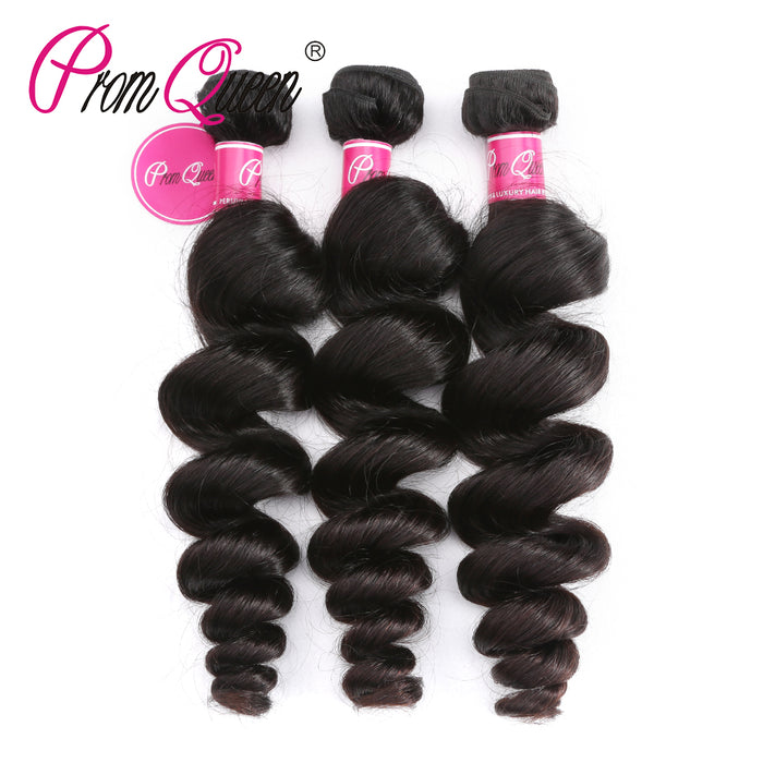 Prom Queen Loose Wave Virgin Human Hair Bundles Malaysian Hair Weave Bundles Natural Color