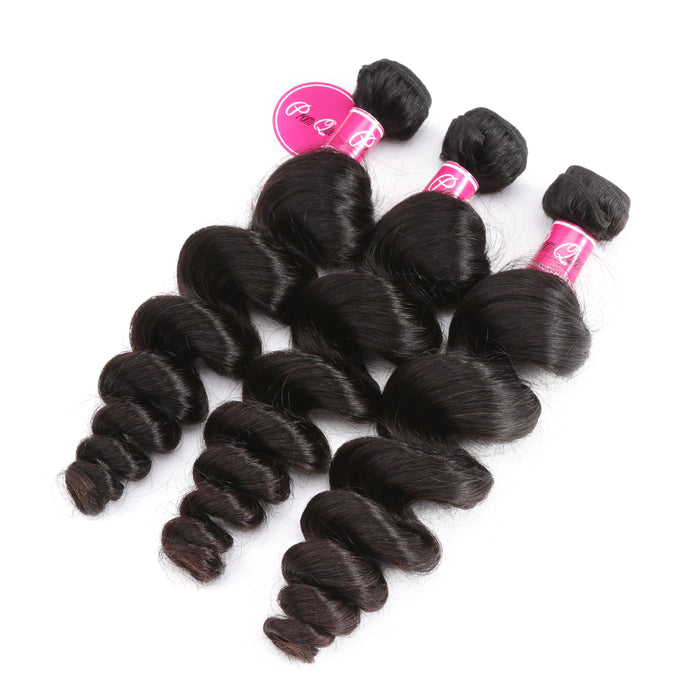 Prom Queen Loose Wave Virgin Human Hair Bundles Malaysian Hair Weave Bundles Natural Color