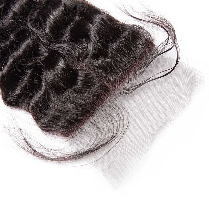 PromQueen 4x4 Silk Base Closure Brazilian Deep Wave Human Remy Hair Closure