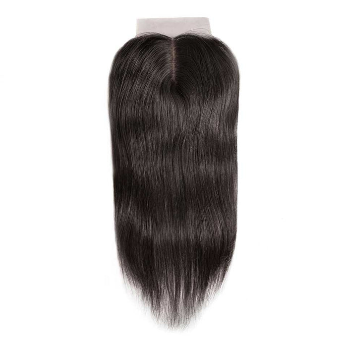 Prom Queen Silk Base Closure Brazilian Straight Human Remy Hair Closure 4x4 Siwss Lace With Baby Hair Middle/Free Part