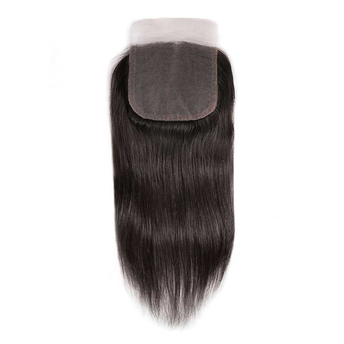 Prom Queen Silk Base Closure Brazilian Straight Human Remy Hair Closure 4x4 Siwss Lace With Baby Hair Middle/Free Part