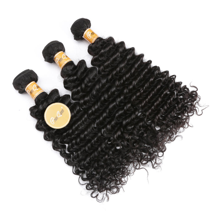 PromQueen Deep Wave Brazilian Virgin Hair 1/3/4 Bundles Deep Curly Weave Human Hair Bundles